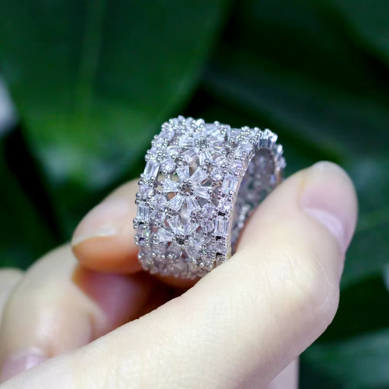 Luxury Geometric Floral Cocktail Finger Rings