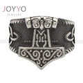 Nordic Viking Jewelry Vintage Stainless Steel Hammer of Thor Celtic Knots Handicraft Rings for Men Women