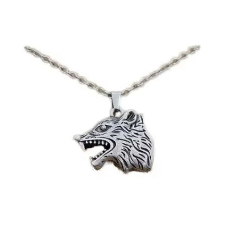 Vintage Norse Vikings Wolf Pendant Necklace Women's Punk Lucky Charm Animal Jewelry Rope Chain Zinc Alloy