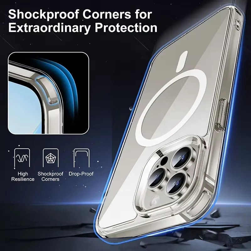 New Transparent Tpu Pc Magnetic Phone case for IPhone17 Pro Max Magnet clear Acrylic Cases for IPhone 16 Pro Max Cover
