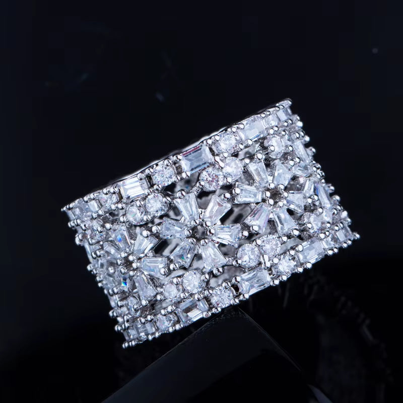 Luxury Geometric Floral Cocktail Finger Rings